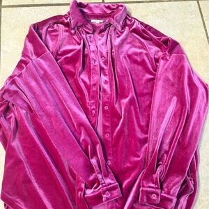 JODIFL Fuchsia Velvet Blouse